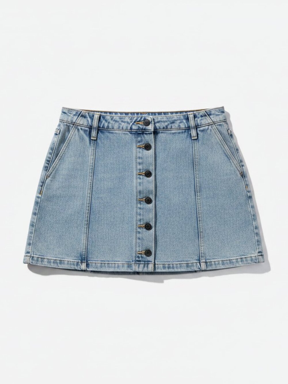💙 Wilfred Free by Aritzia Button-Front Denim A-Line Mini Skirt 💙